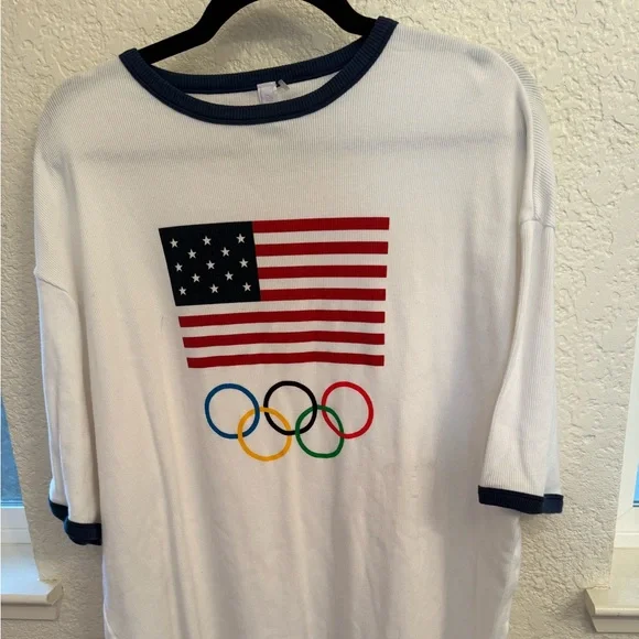 TEAM 2024 USA Olympics Paris Official Cotton Ribbed Olympic T-Shirt Mimi Dress - Picture 4 of 14